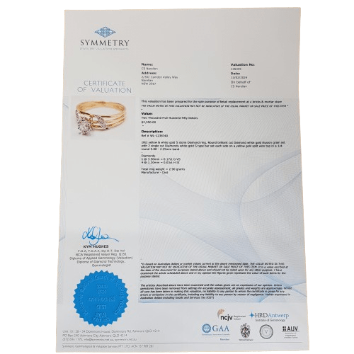 Ladies 18ct Yellow & White Gold Diamond Ring 2.9 Grams With Valuation