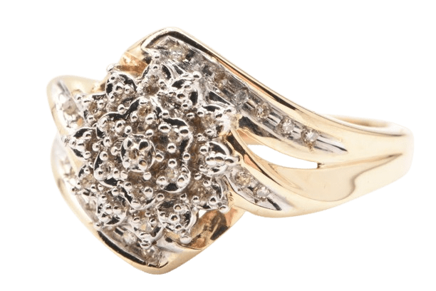 Ladies 9ct Yellow Gold Diamond Cluster Dress Ring 0.15ct TDW N With Valuation (MR)