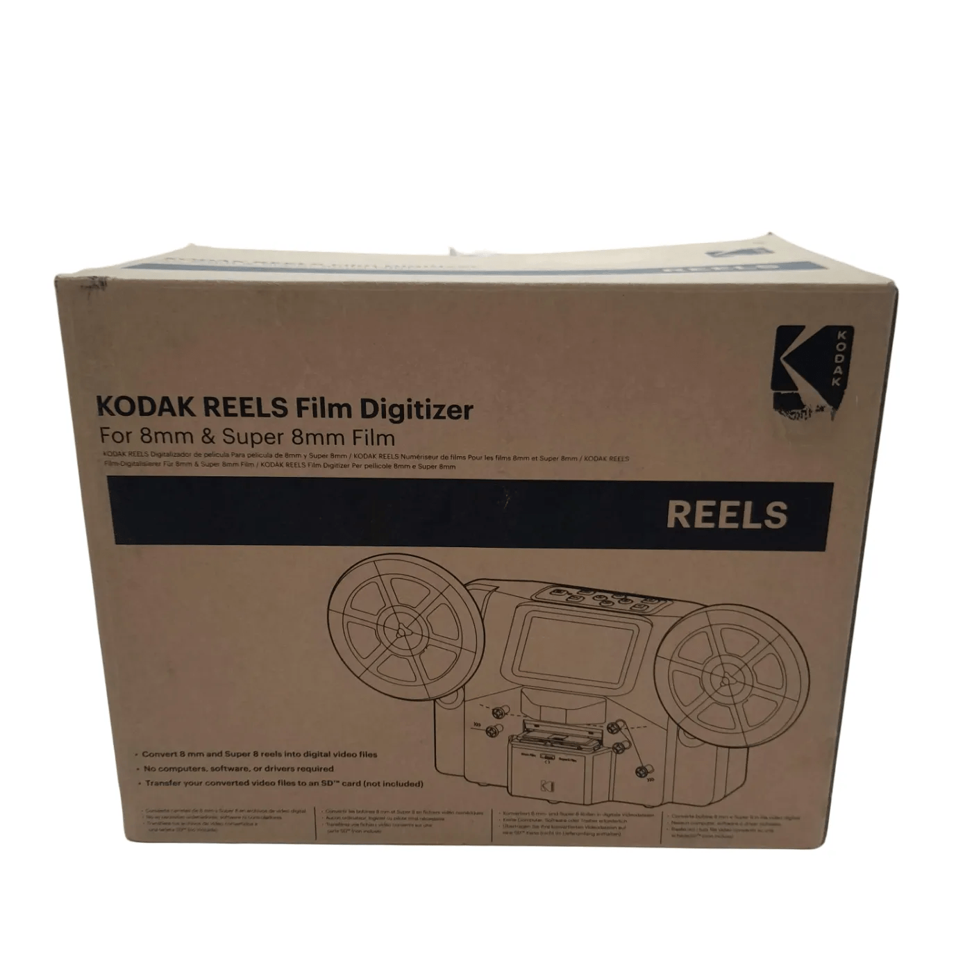 Kodak Reels Film Digitizer For 8mm & Super 8mm Film In Box With Power + USB + Manual (WL)