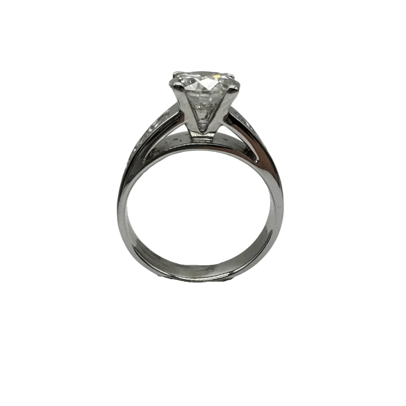 Ladies 18ct White Gold 7 Stone Synthetic Moissanite Ring K 5 1/2 With Valuation (WR 1312409)
