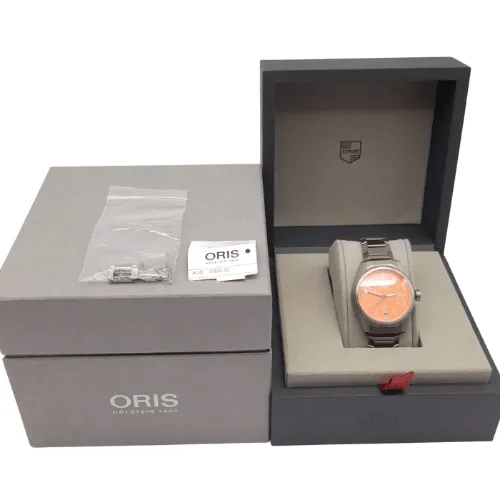 Oris Propilot X Calibre 400 39mm Salmon Dial Watch With Box – In House Swiss-Made Movement with 5 Days Power Reserve