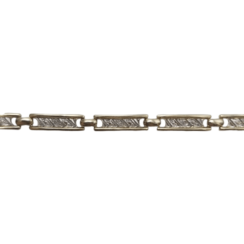 9CT Yellow Gold Bracelet – 6.8g, 20cm, with 11x 0.01ct Diamonds and Fold-Over Clasp