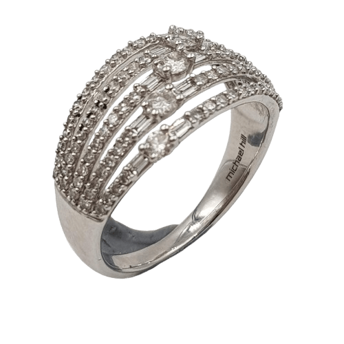 Ladies 10CT White Gold Diamond Ring 3.3 Grams 105 Diamonds With Evaluation