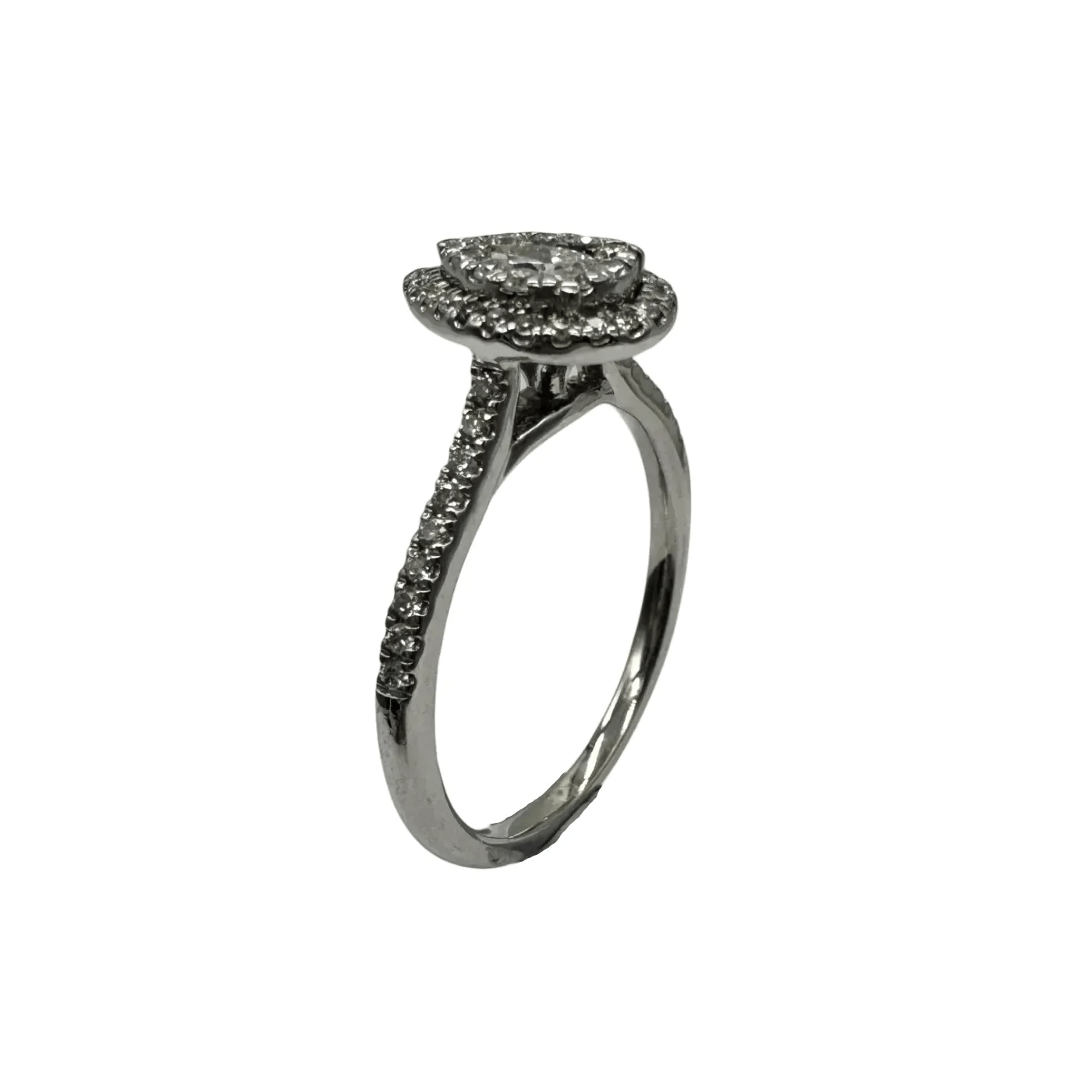 Ladies 9ct White Gold 51 Stone Pear Shaped Diamond Cluster Ring 0.54 TDW N 6/34 with Valuation (WR 1285585)