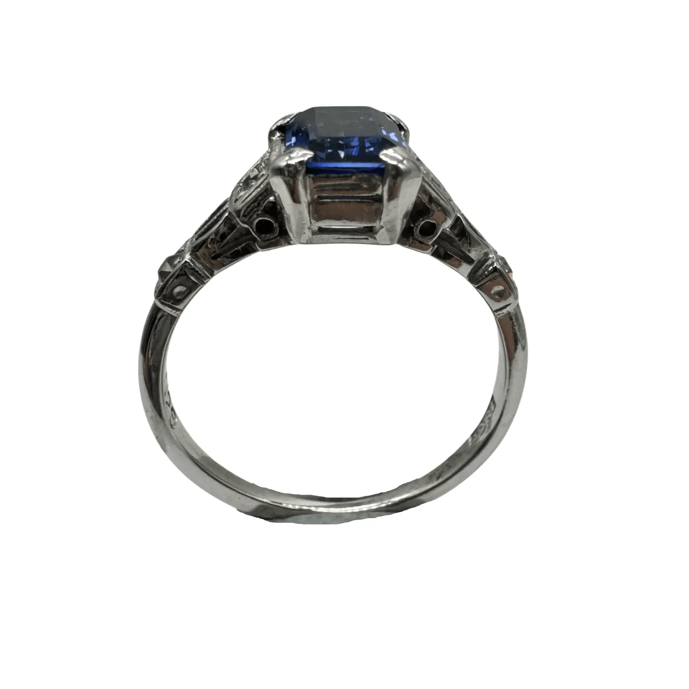 Ladies 18ct White Gold 5 Stone Synthetic Sapphire & Diamond Ring 0.12ct TDW K 5 1/2 With Valuation (WR 1311700)