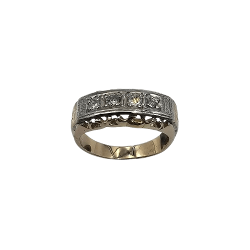 Unisex 9ct Yelllow Gold & Silver Brillaint Cut DIamond Ring 0.16ct TDW P With Valuation (MR)