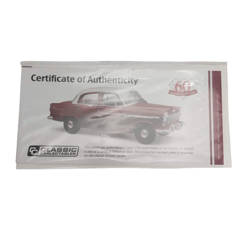 Classic Carlectables 1:18 Holden FE Special Cascade White over Etna Maroon