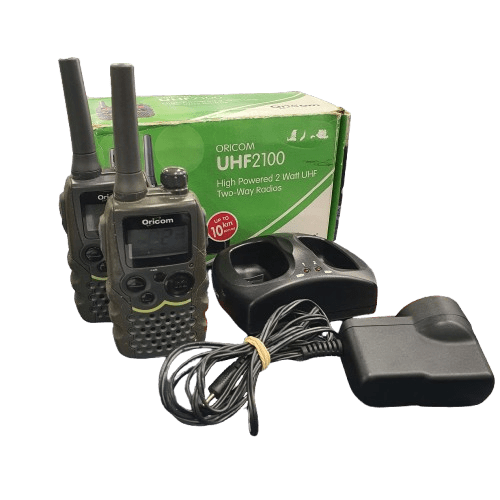 ORICOM UHF2100 2 way radio with twin charging pod in box – (MR)