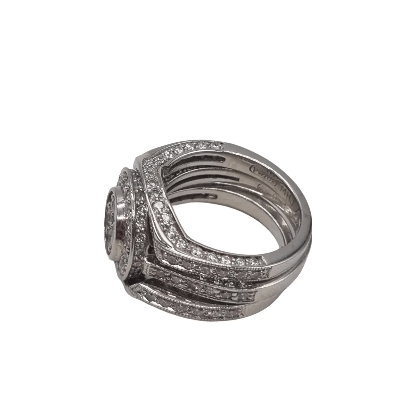 18ct White Gold 10.77g 152 Stone Diamond Three Ring Set – Size 4.5-5 + Val Certificate