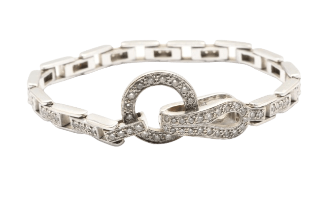 Ladies 18ct White Gold Round Brilliant Cut Grain Set Diamond Bracelet 17.50cm 1.34ct TDW