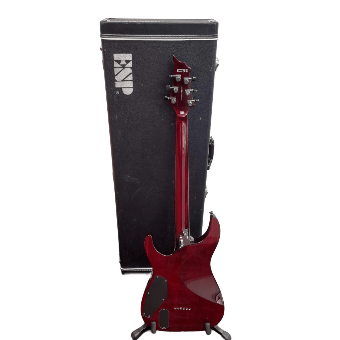 ESP LTD Deluxe H-1001 Dark Red Electric Guitar With EMG Pickups & Mother of Pearl Inlay – Includes Hard Case , Stand , Strap & Spare Strings
