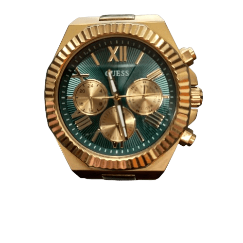 Men’s Guess GW0703G2 Gold Equity Green Link Watch, Light Wear + Tear