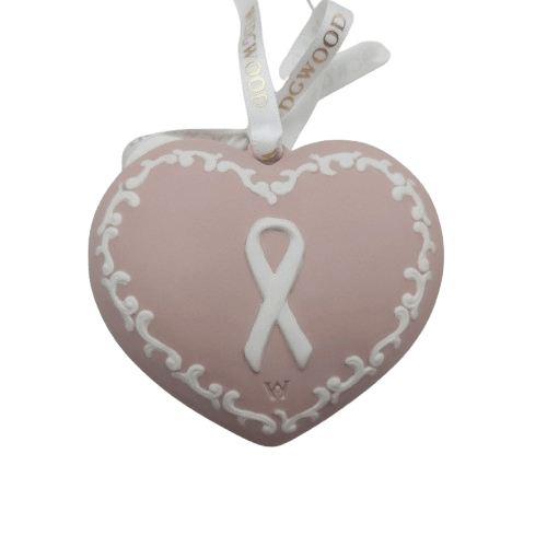 Wedgwood Pink Heart Rose 2010 Breast Cancer Ornament In Box