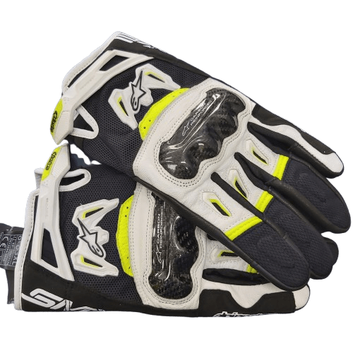 Men’s Alpinestars Motorcycle SMX 2 Air Carbon V2 Gloves, Size EUR 3XL White/Black, Very Good Condition