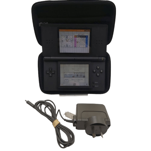 Nintendo DS LITE USG-001 Console, Black- With Stylus, 3rd Party Case, And Official Mains Charger, Very Good Condition