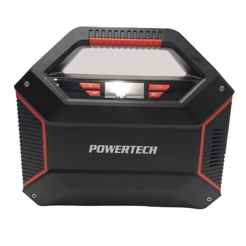 POWERTECH Portable Power Centre 42Ah – 155Wh Li-ion, 100W Inverter, USB/USB-C/DC – Black, In Box w/ Car Power Supply