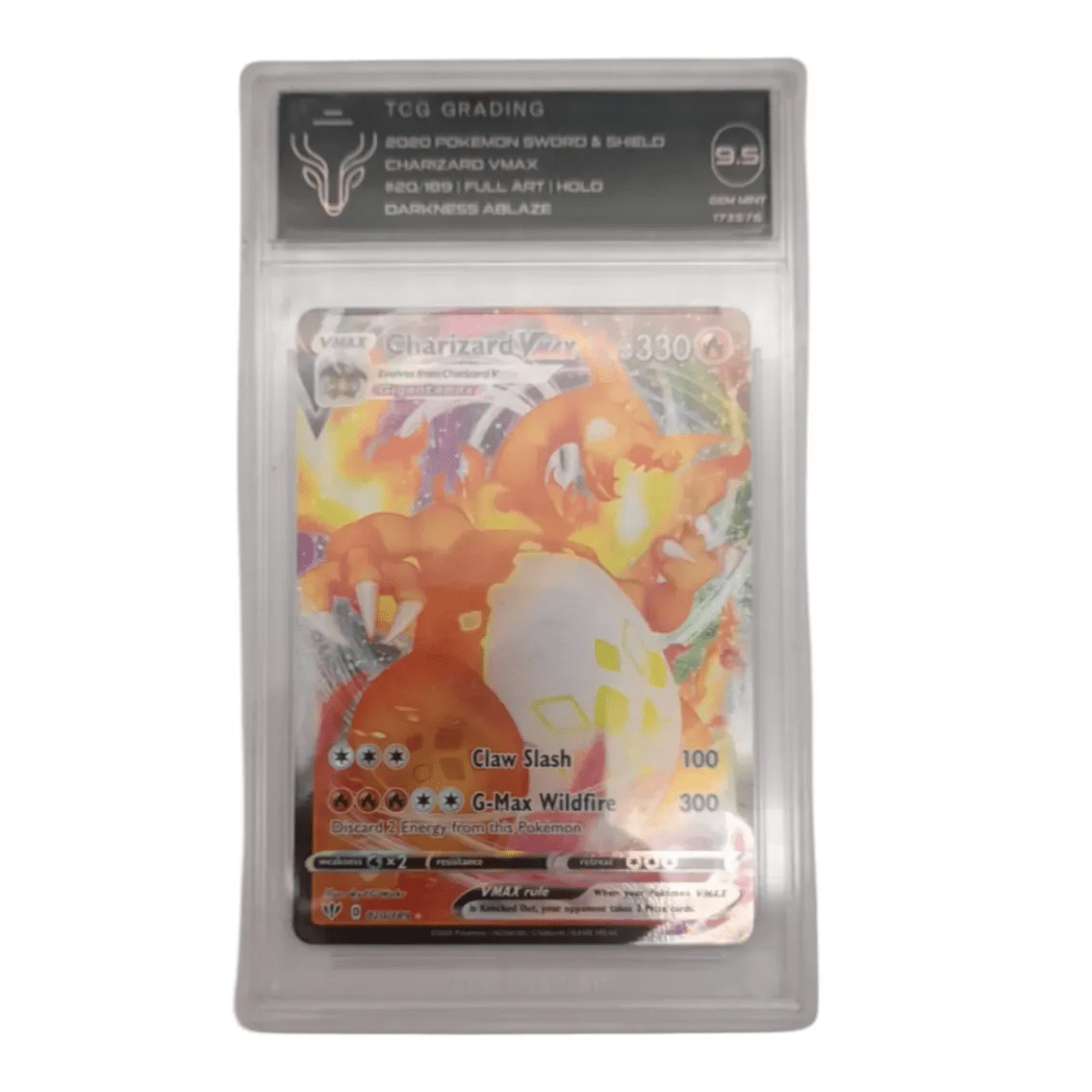 2020 Pokemon Charizard Vmax 020/189 Darkness Ablaze Full Art – TCG 9.5 Mint Condition