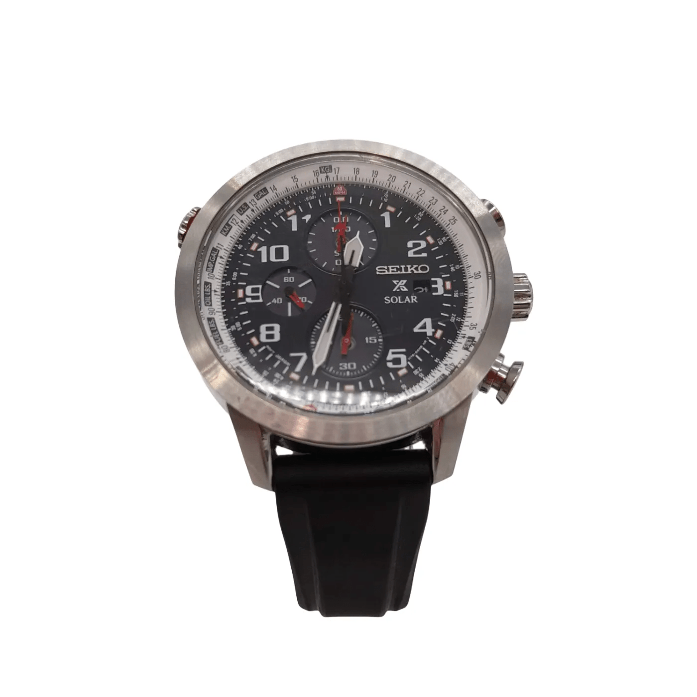 Mens Silver/Black Seiko Watch V176-0AG0 – WL 1336869