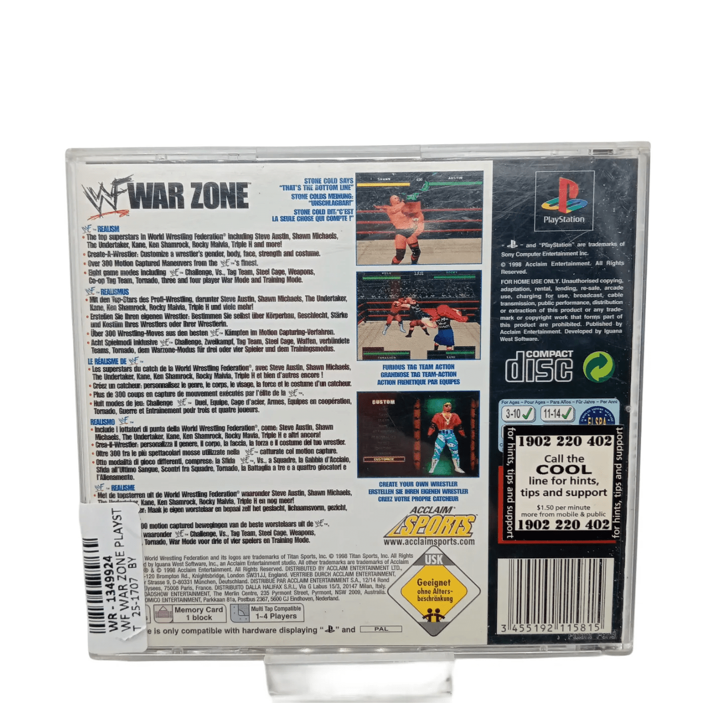 WWF War Zone Playstation 1 Game In Case (WR 1349924)