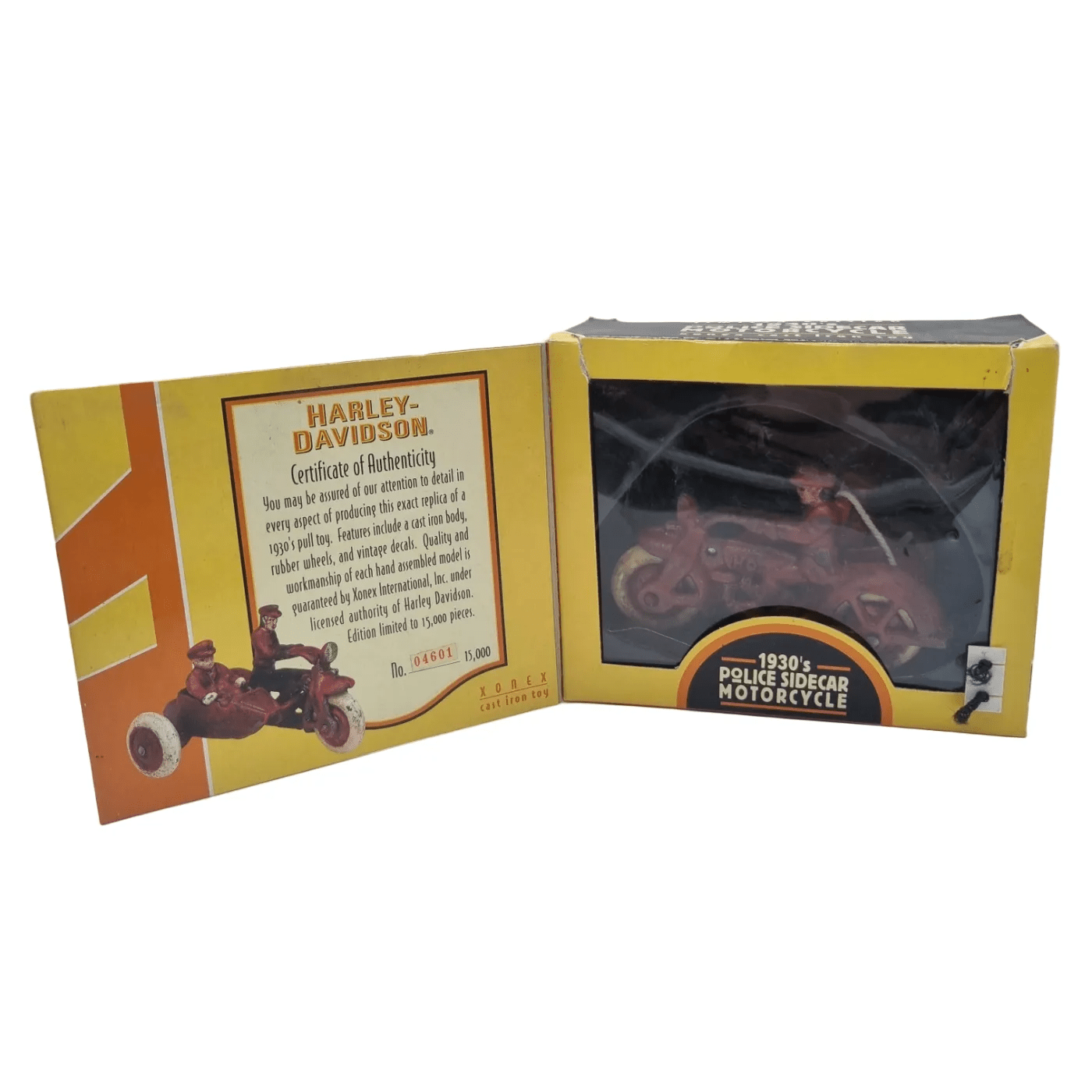 Harley Davidson Limited Edition Collectible: 1930’s Police Sidecar Motorcycle Red #04601/15000 (From 1997)