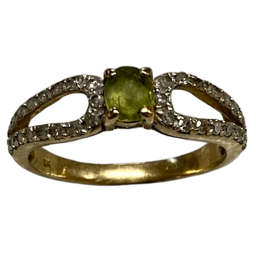 Ladies 9ct Yellow Gold Ring  2.2gms with Green Stone