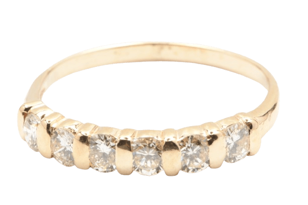 Ladies 9ct Yellow Gold Brilliant Cut Diamonds Bar Channel Set 0.87ct TDW T Band With Valuation (MR)