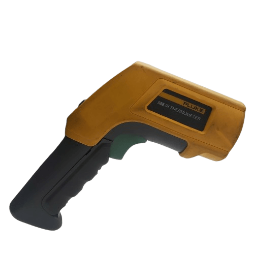 Fluke 568 IR Thermometer, Yellow, Good Condition Some Dirt, With Hard Case, USB Cable, K-Type Thermocouple Probe, Manual (NA 1284556)