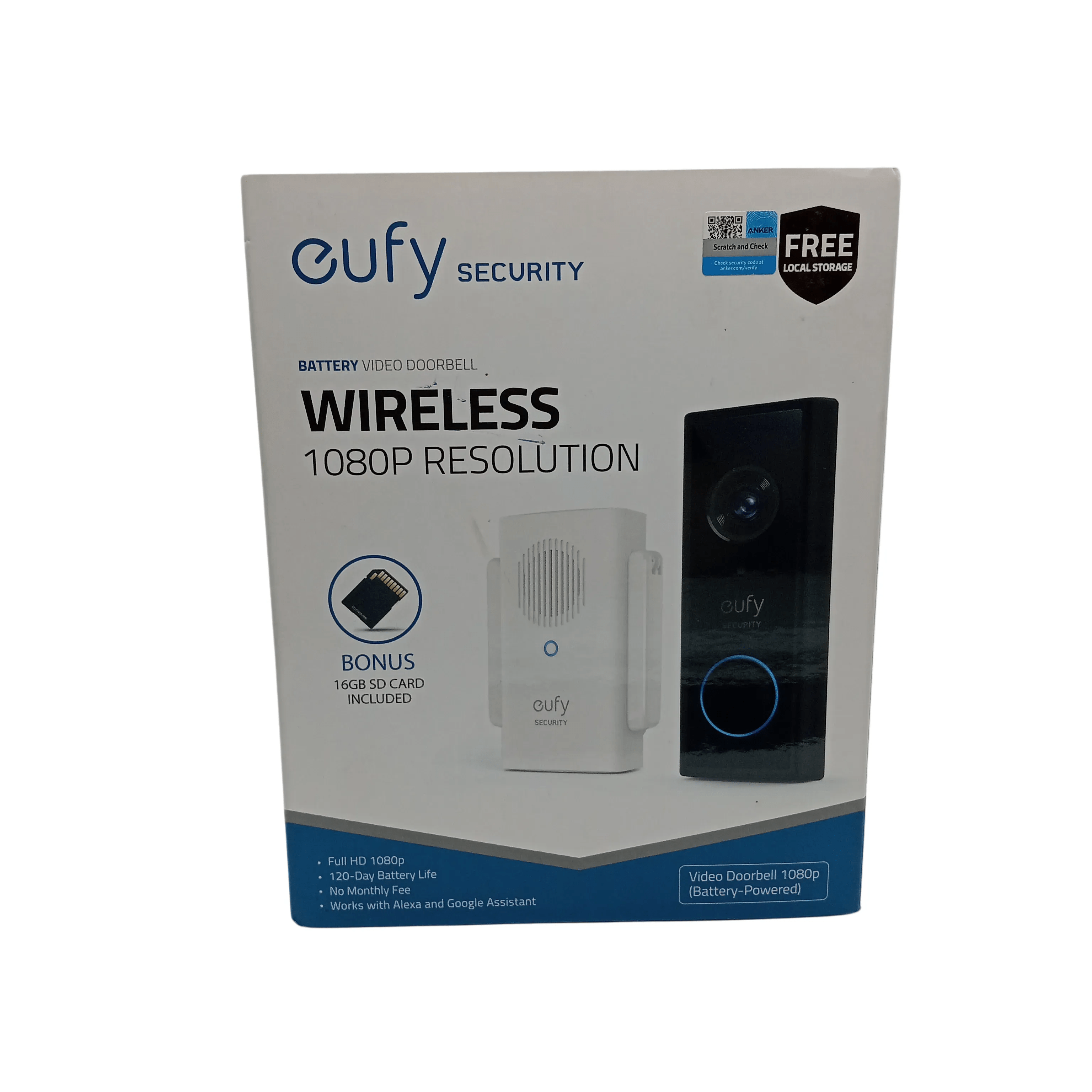 eufy Security Slim HD Doorbell with Repeater In Box