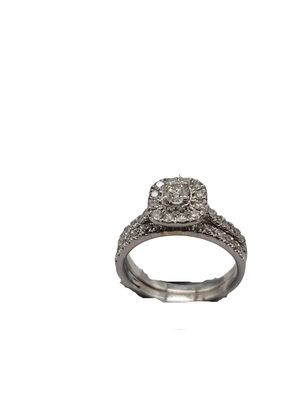 Ladies 9ct White Gold 111 Diamond & Sapphire Ring Size M1/2 7    1.0 TDW / 0.03 Sapphire With Valuation (WL 1273601)