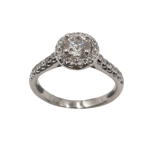 Ladies 14ct White Gold Brilliant Cut Diamond Cluster Ring 0.79ct TDW J 1/2 With Valuation