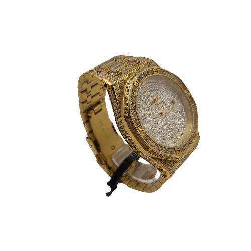 Unisex Saint Morta Watch – Gold – Iced *Ticking