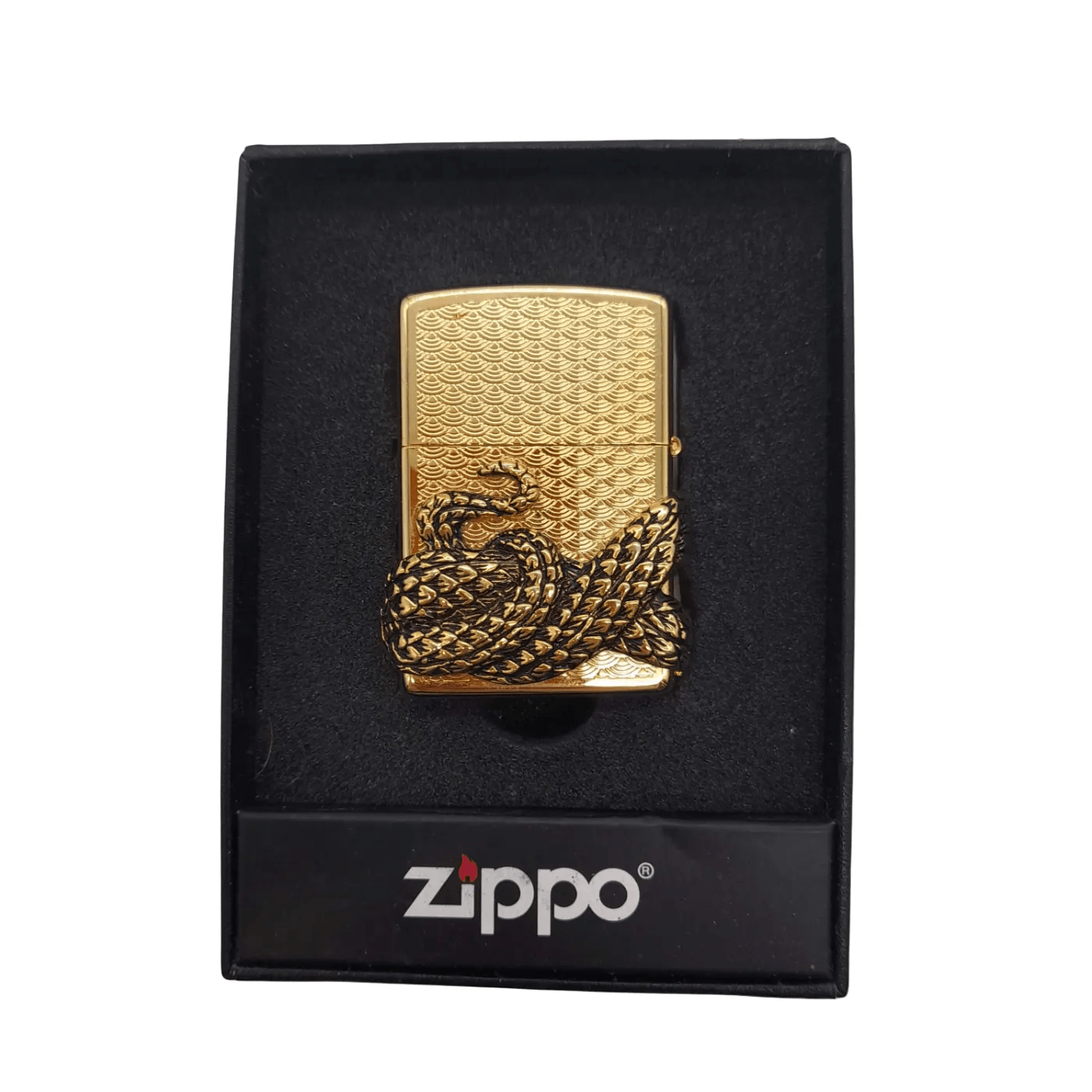 ZIPPO Lighter – Gold Snake Coil Design (with Box)