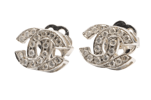 Ladies 18ct Yellow Gold Rhodium Plated Round Brillaint Cut Diamond Interlocing C Stud Earrings 0.50ct TDW