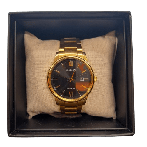 Men’s Citizen BM6972-73E Watch, Analogue, Gold, Excellent Condition, With Box, Cushion + Spare Links