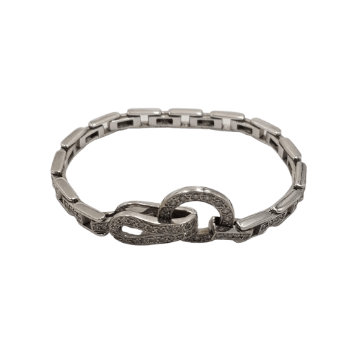 Ladies 18ct White Gold Round Brilliant Cut Grain Set Diamond Bracelet 17.50cm 1.34ct TDW