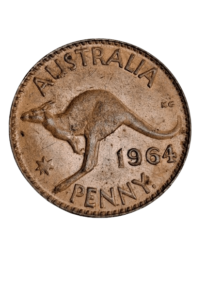 Australian 1964 Penny Collection In Plastic Display Sleeve