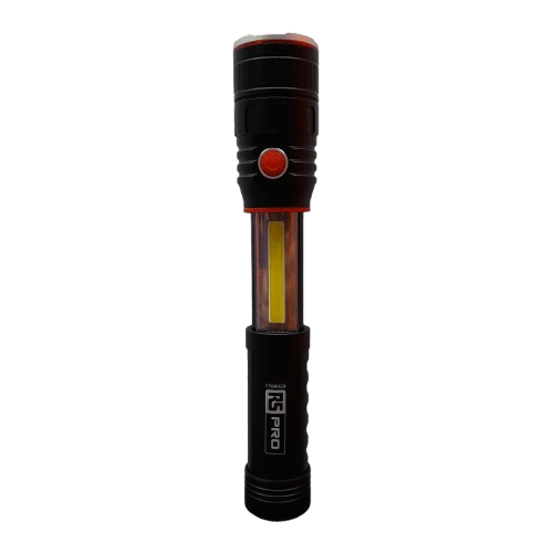RS PRO LED Torch Black 250 lm, 167 mm New In Box ( Batteries Included )