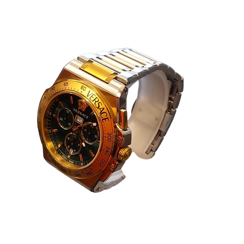 Versace Watch VER7H Greca Extreme Chrono Green Dial two Tone With Box And Extra Links