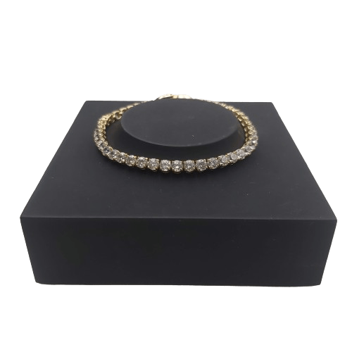 Swarovski Matrix Tennis Bracelet – Gold-Toned Plated, Silver Filled, 17cm Length, 0.5mm Width