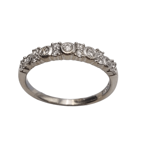 Ladies 10ct White Gold 17 Stone Round Brilliant Cut Diamond Ring, 0.36ct TDW, Size O – With Valuation