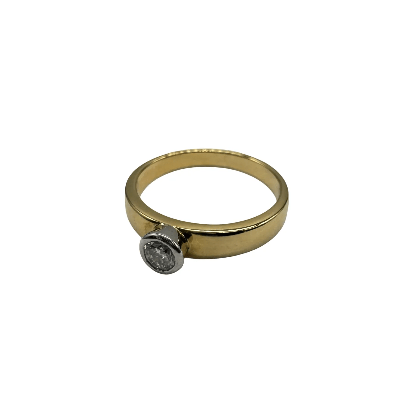 Ladies 18ct Yellow & White Gold Single Brilliant Cut Diamong Ring 0.23ct TDW P 7 3/4 With Valuation (WR)