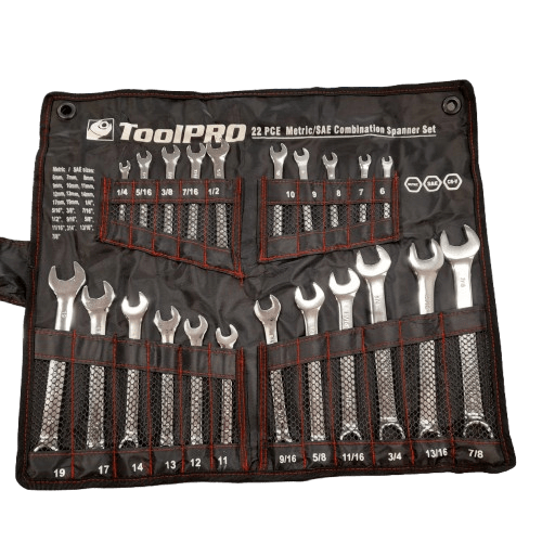 ToolPRO 22 Piece Combination Spanner Set – Metric & SAE (MR 1343701)
