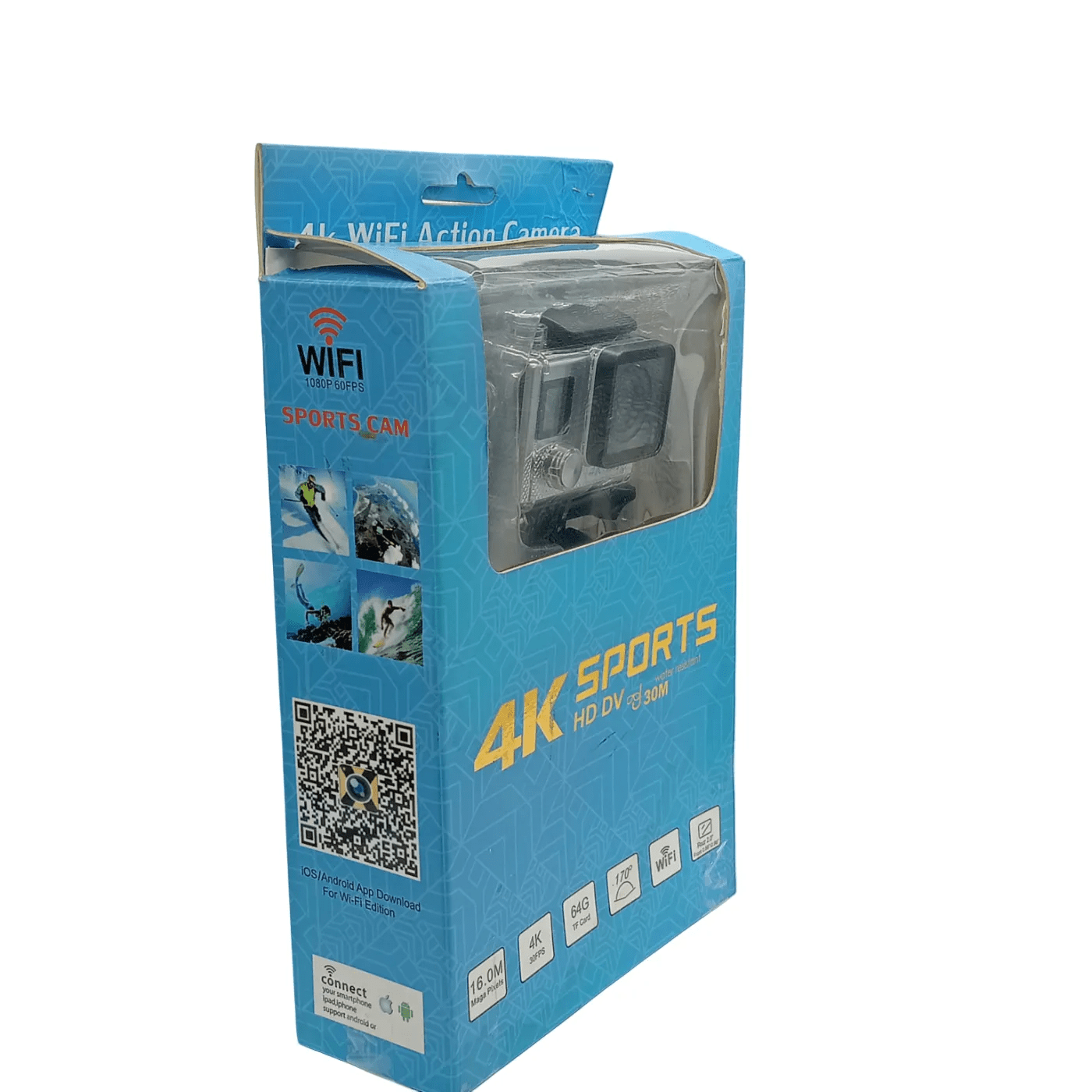 Generic 4K Ultra HD Action Camera – Silver/Black (With Accessories + Box) (WR 1344057)