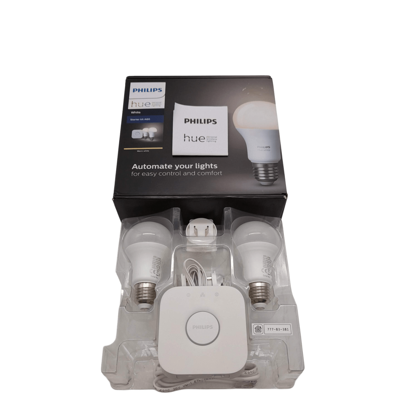 Philips Bulb Starter Kit A60 Warm White A60 + Box + Hue Bridge + Manual