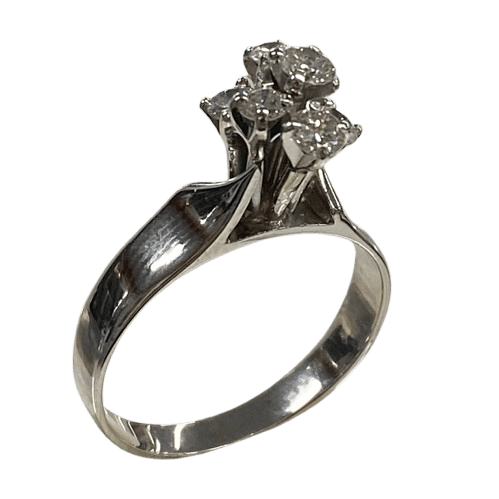 Ladies 18ct White Gold Diamond Cluster With 7 Round Brilliant Cut Diamons Claw Set In Tulip Spike Cluster. TDW 0.50ct. Size N. With Valuation Certificate.