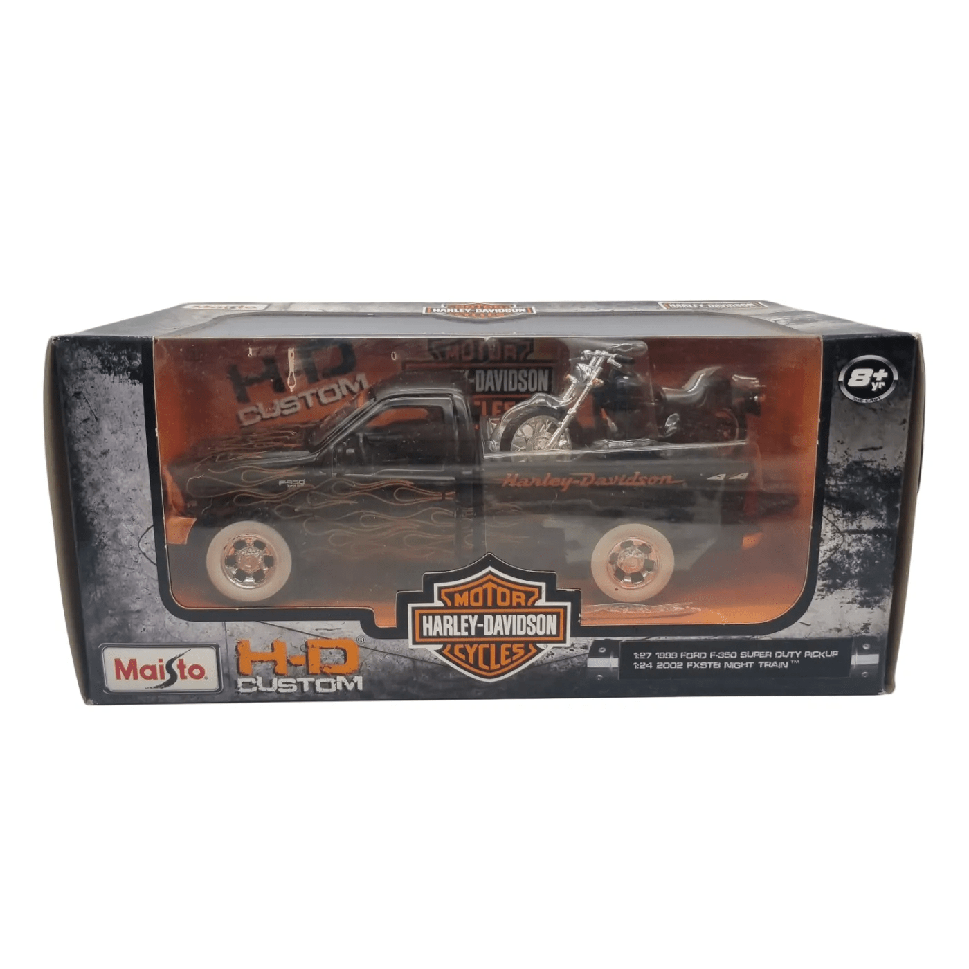 Maisto – Harley Davidson Model Car & Motorbike: 1:24 1999 Ford F-350 Super Duty Pickup & 2002 FXSTB Night Train  *Sealed In Box*