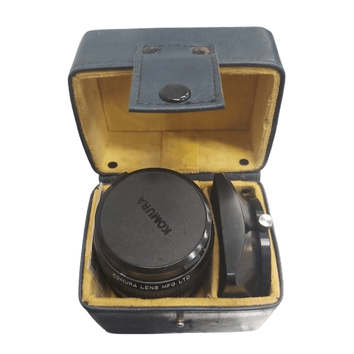 Komura Camera Lens F 28mm 1:2.5, With Front + Rear Lens Cap + Storage Box