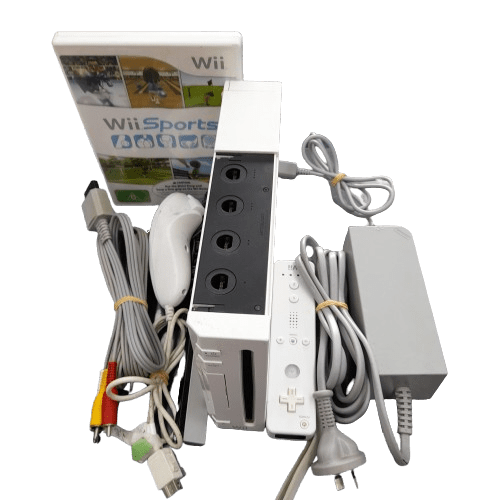 Nintendo Wii RVL-001 White With Controller And Power Cord AV Cable And Sensor Bar