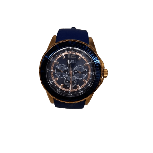 Guess W0485G1 Men’s Maverick Blue Dial Silicone Watch Like New