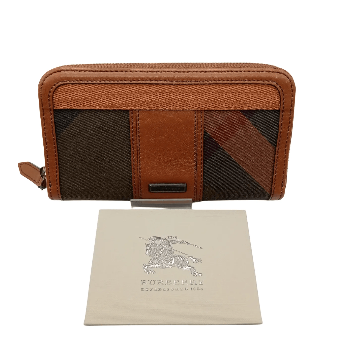 Burberry Check & Leather Zip-Around Wallet  (WR 1323030)